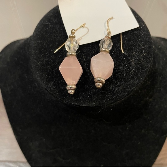 Rose Quartz Dangle Earrings - Picture 1 of 3